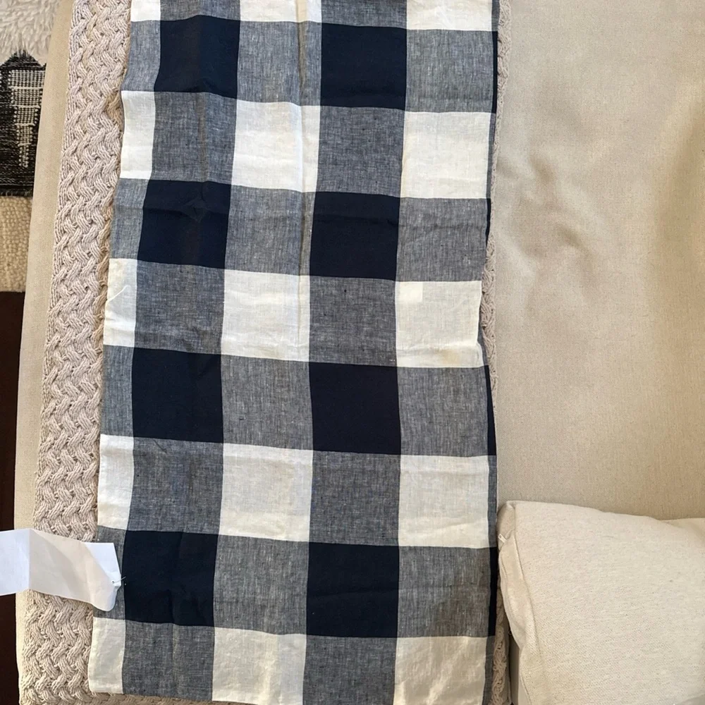 West Elm Heather Taylor Home Gingham Duvet King Sham  Midnight Blue